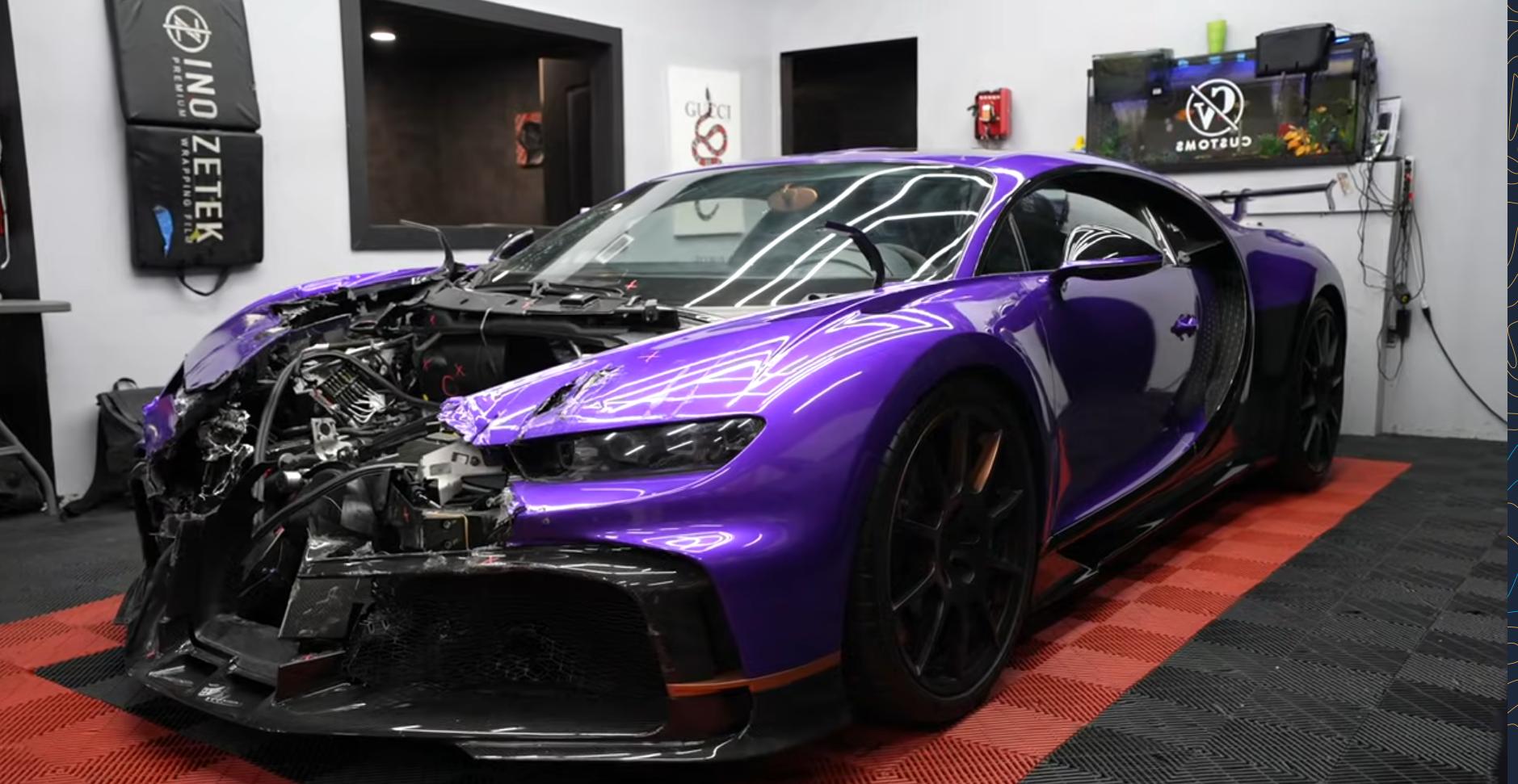 Totálkárosra tört Bugatti Chiron újáépítése